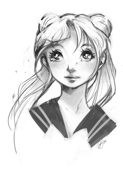 bishoujo_senshi_sailor_moon, blonde_hair, diana_jakobsson, face, greyscale, lips, monochrome, solo