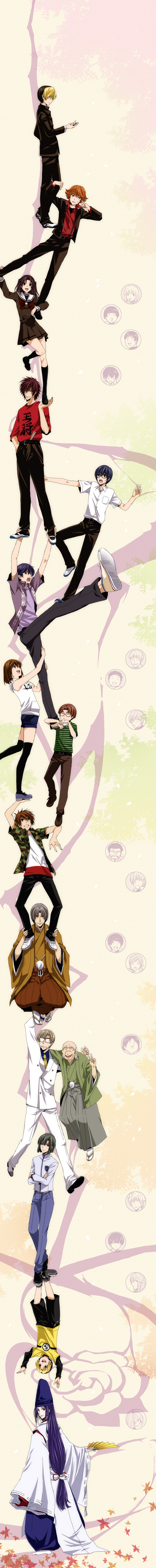 6+boys, absurdres, bald, belt, black_hair, black_legwear, blonde_hair, blue_hair