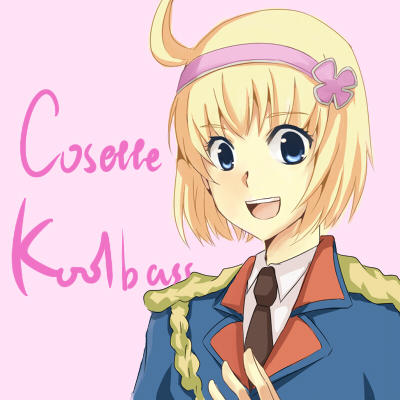 blonde_hair, blue_eyes, cosette_koolhaas, female, hairband, military_uniform, necktie, open_mouth