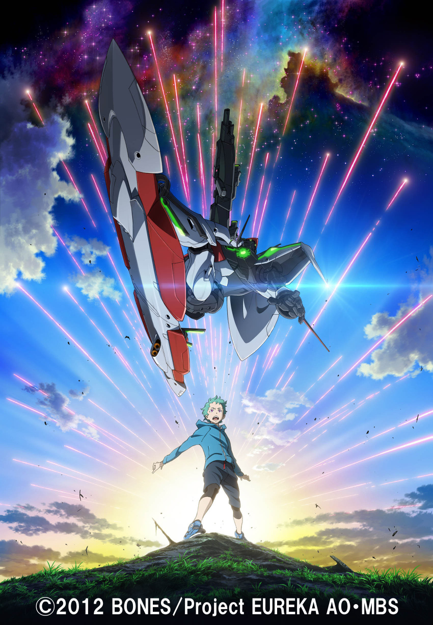2012, absurdres, ao_fukai, aqua_hair, cloudy_sky, eureka_7, eureka_7_ao, eureka_seven