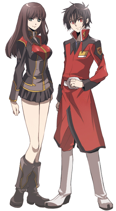 black_hair, boots, brown_hair, crossover, gundam, gundam_seed, gundam_seed_destiny, legs