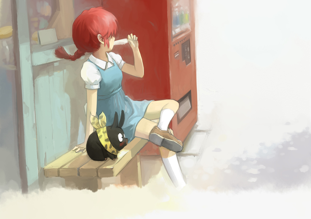 braid, g_tong, genderswap, hibiki_ryouga, kneehighs, long_hair, p-chan, pig