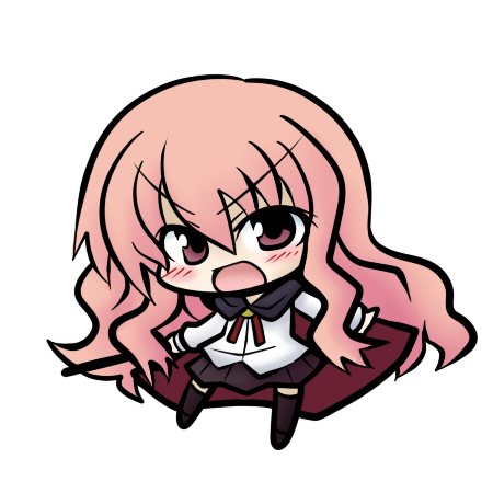 blush, cape, chibi, long_hair, louise_francoise_le_blanc_de_la_valliere, lowres, pink_eyes, pink_hair