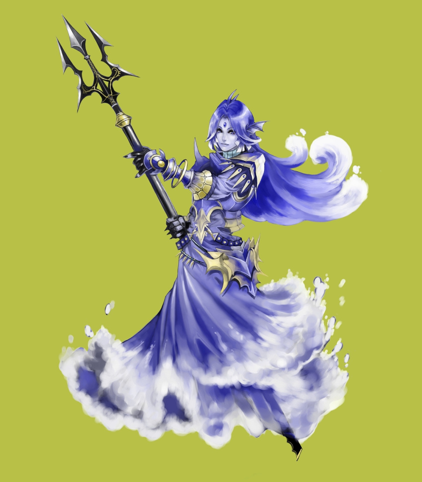 armor, blue, blue_eyes, blue_hair, blue_skin, fantasy, highres, long_hair