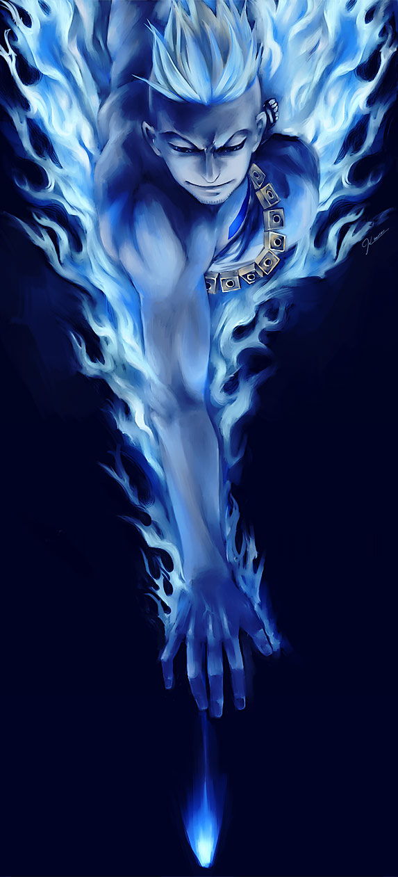 blonde_hair, blue, blue_fire, fire, highres, kamuna, kamuna8046z, long_image