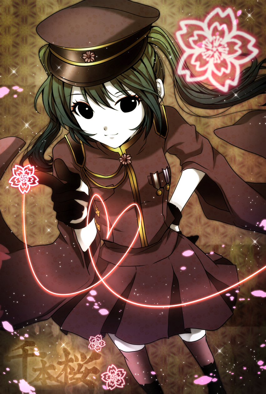 gloves, green_hair, hand_on_hip, hat, hatsune_miku, highres, hips, nanami_ruri