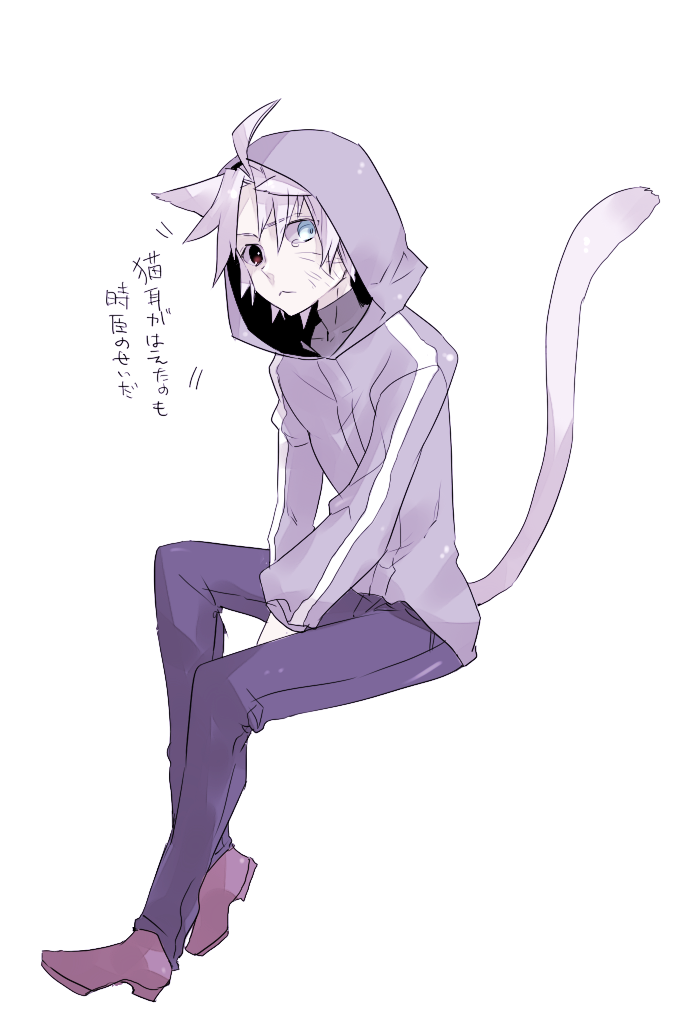 :<, ahoge, animal_ears, blue_eyes, brown_eyes, cat_ears, cat_tail, fate/zero