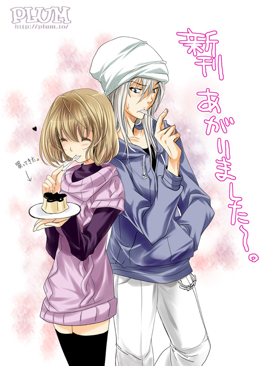 1girl, aoki_kou, aoki_yuriko, bakuman, black_legwear, blonde_hair, blush, closed_eyes
