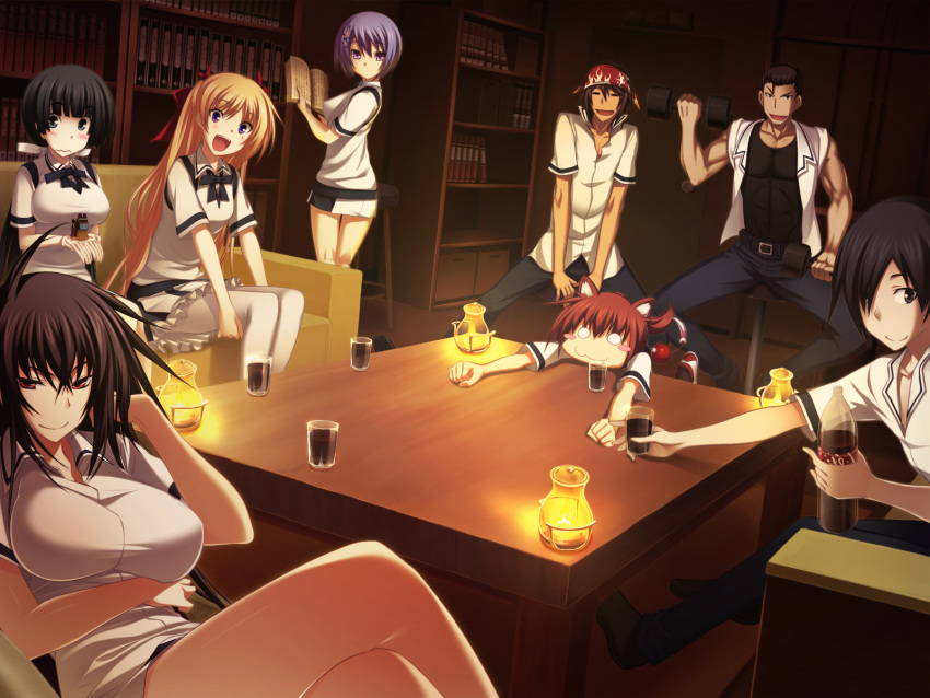 :3, christiane_friedrich, drink, game_cg, kawagishi_keitarou, kawakami_kazuko, kawakami_momoyo, kazama_shouichi, maji_de_watashi_ni_koi_shinasai!, mayuzumi_yukie, morooka_takuya, seifuku, shiina_miyako, shimazu_gakuto