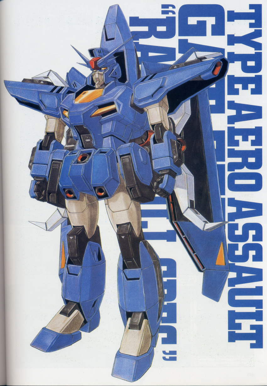 gundam, gundam_msv, gundam_seed, gundam_seed_astray, gundam_seed_x_astray, highres, mecha, official_art, okawara_kunio, ookawara_kunio, raider_gundam, raider_gundam_full_spec, solo