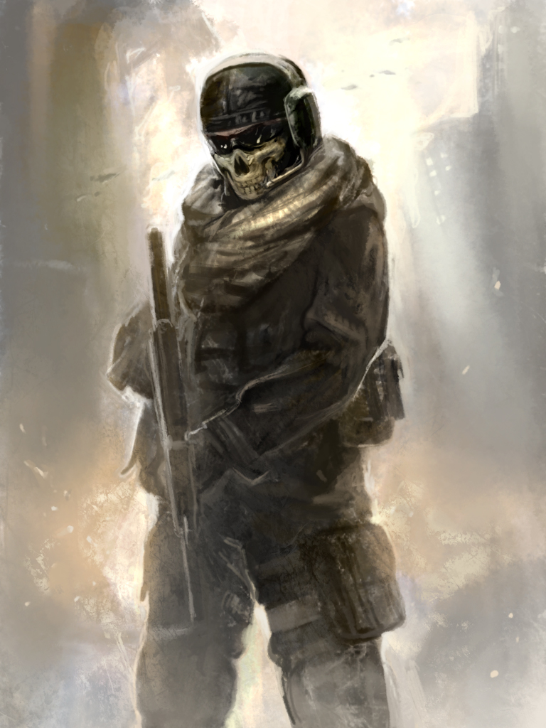 call_of_duty, call_of_duty:_modern_warfare_2, ghost_(modern_warfare_2), gun, headset, male, mask, soldier, sunglasses, toron, weapon
