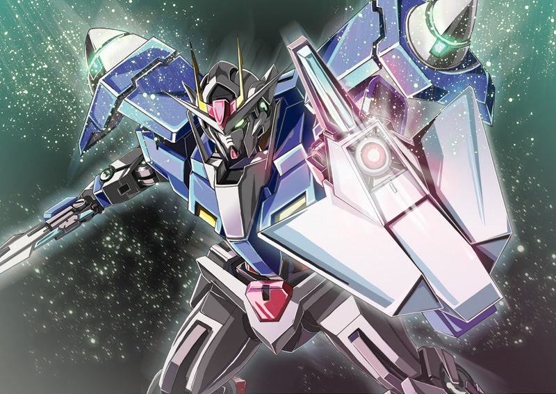 gundam, gundam_00, hokuyuu, mecha, solo, space, sparkle, sword, weapon