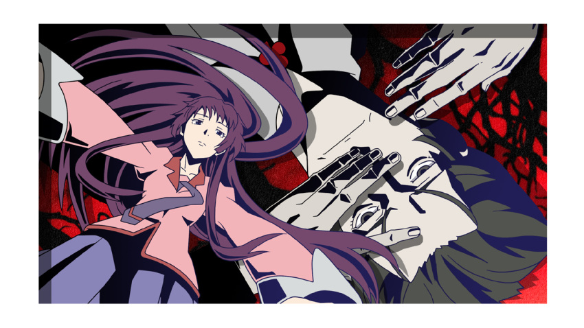 1girl, bakemonogatari, black_eyes, falling, g3pen, kaiki_deishuu, long_hair, monogatari_(series)