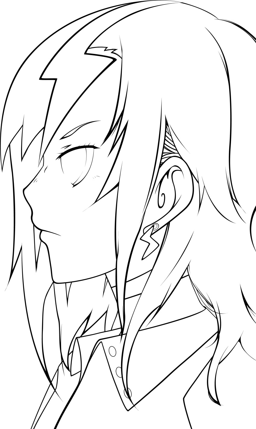 1girl, absurdres, aikawa_jun, earrings, highres, ighres, jewelry, lineart