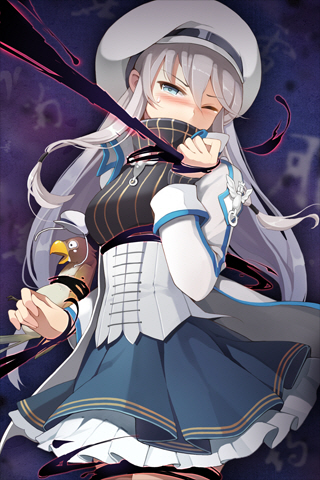 artist_request, bangs, bird_on_arm, corset, darkness, eisenwane, frilled_skirt, grey_eyes