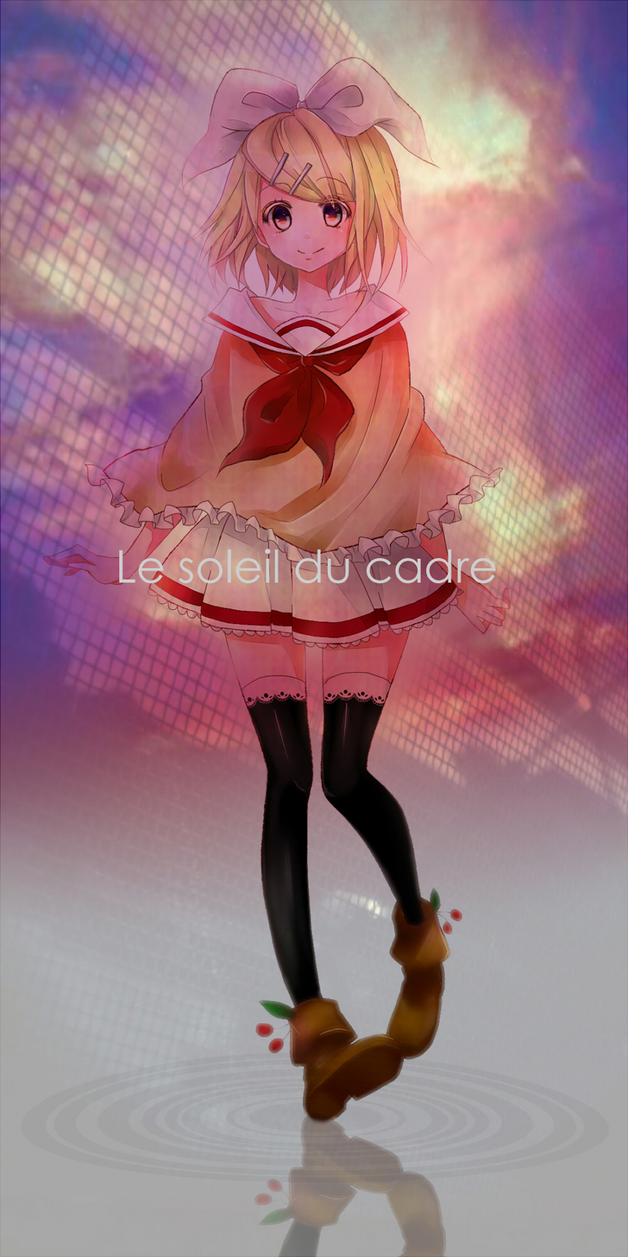 bad_id, black_legwear, blonde_hair, boots, french, hair_ornament, hair_ribbon, hairclip