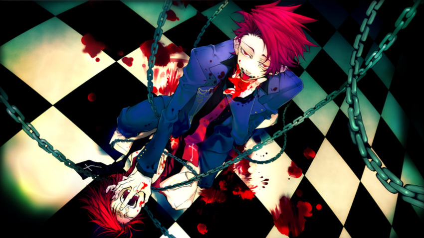 artist_request, black_battler, blood, dark_persona, dual_persona, multiple_boys, ougon_musou_kyoku, red_hair