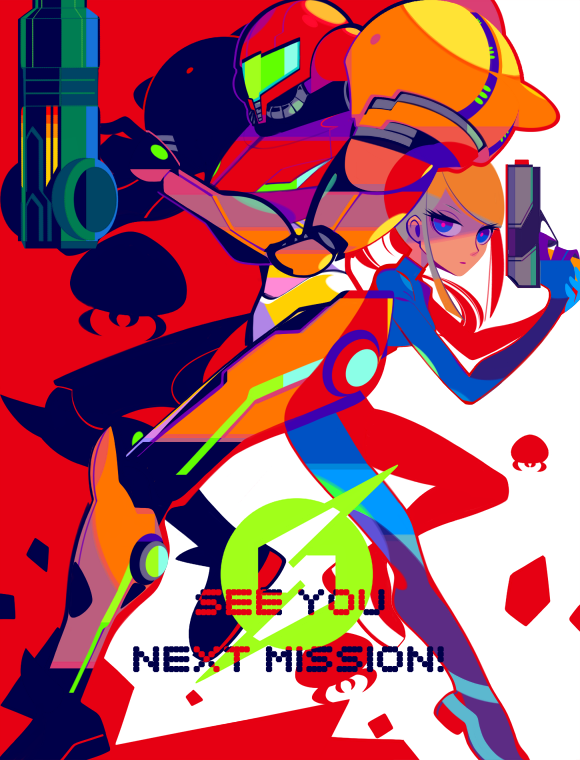 1girl, armor, back-to-back, blonde_hair, blue_eyes, bodysuit, dual_persona, gun