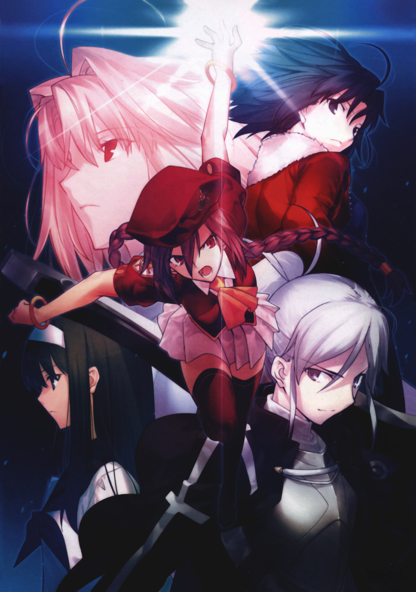 absurdres, ahoge, arcueid_brunestud, armor, ascot, black_eyes, black_hair, blonde_hair