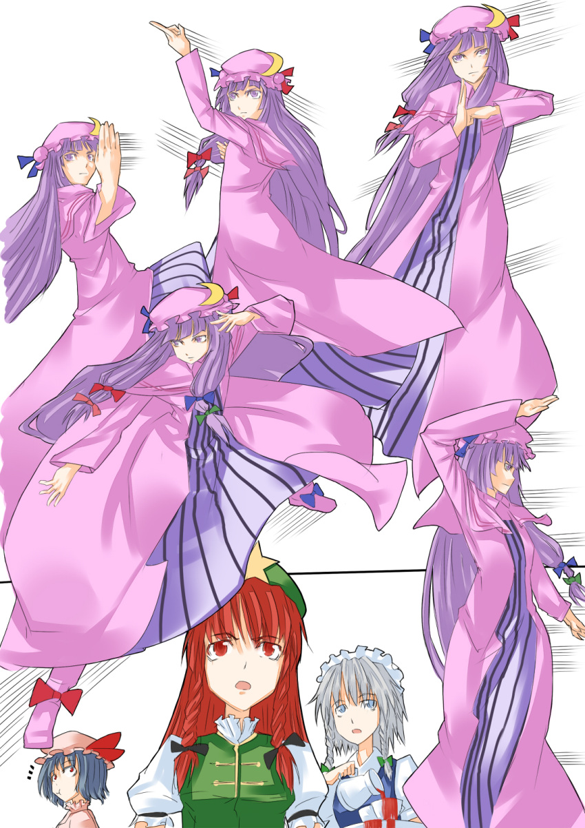 haou_airen, highres, hong_meiling, izayoi_sakuya, kong_xian, parody, patchouli_knowledge, remilia_scarlet, touhou