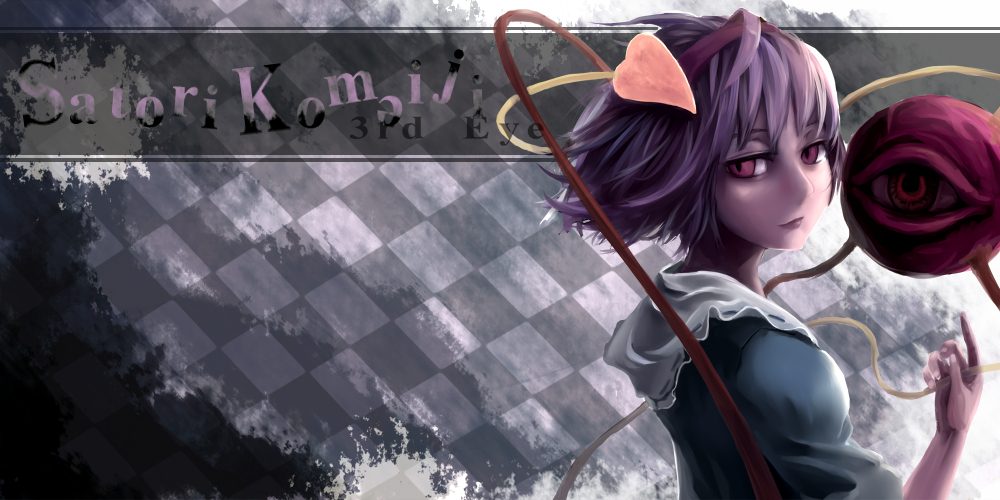 character_name, checkered, ex, eyeball, komeiji_satori, looking_back, pink_hair, short_hair