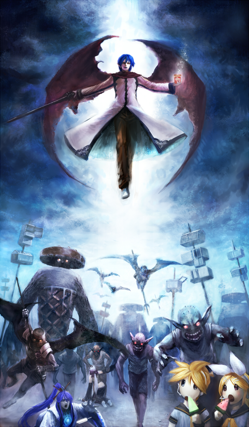 cart, death, demon, flying, food, freezer, haagen-dazs, highres