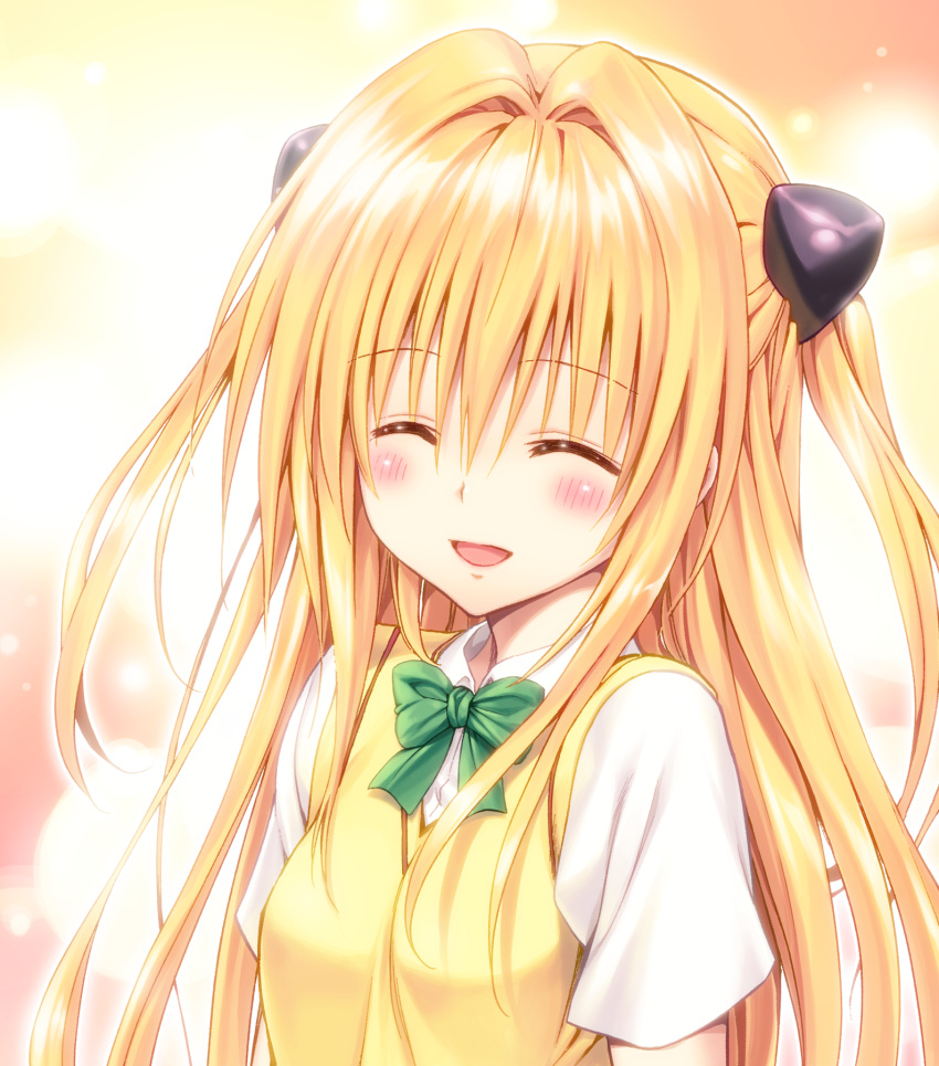 :d, ^_^, blonde_hair, closed_eyes, colored, eyes_closed, hair_ornament, highres