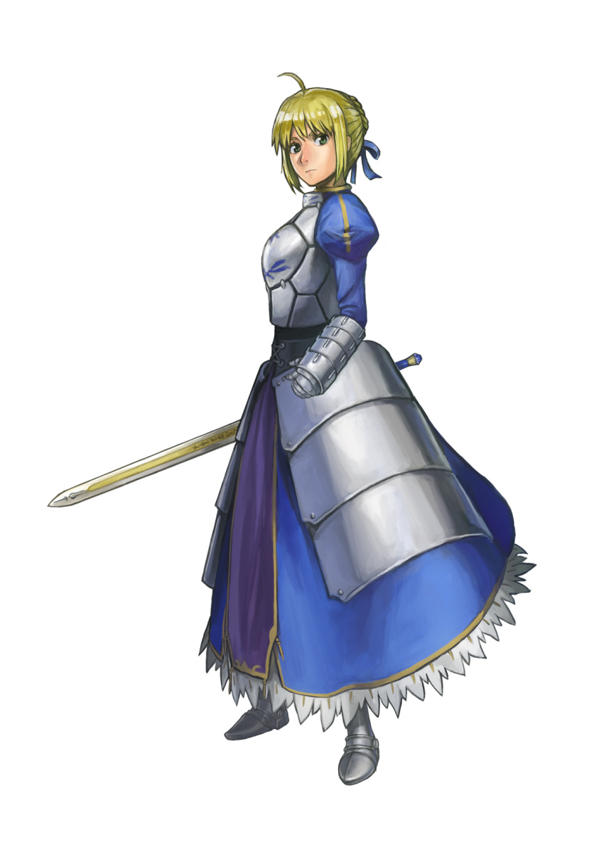 ahoge, armor, armored_dress, blonde_hair, dress, fate/stay_night, fate_(series), faulds