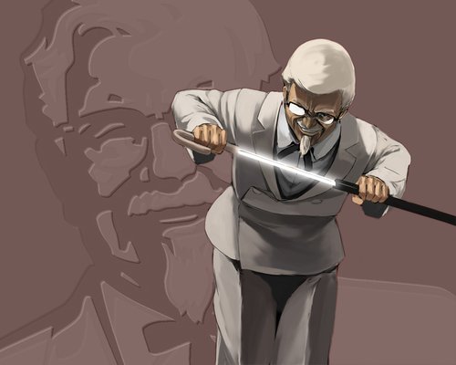 beard, colonel_sanders, glasses, grin, kfc_(restaurant), mascot, old_man, restaurant