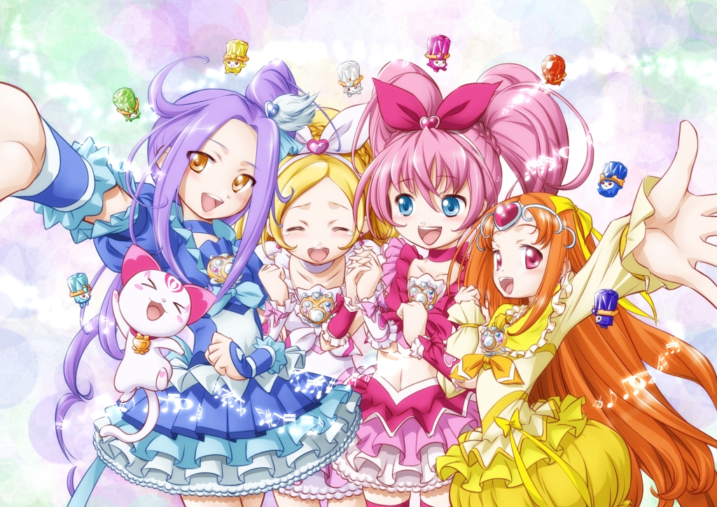 cpro, cure_beat, cure_melody, cure_muse, cure_muse_(yellow), cure_rhythm, fairy_tone, houjou_hibiki