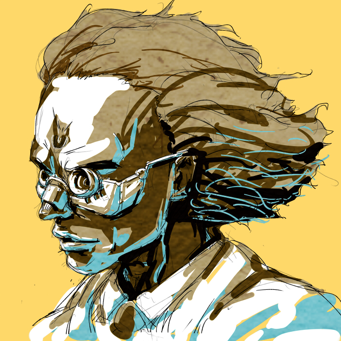 blue, brown, desty_nova, glasses, gunnm, lips, mad_scientist, male