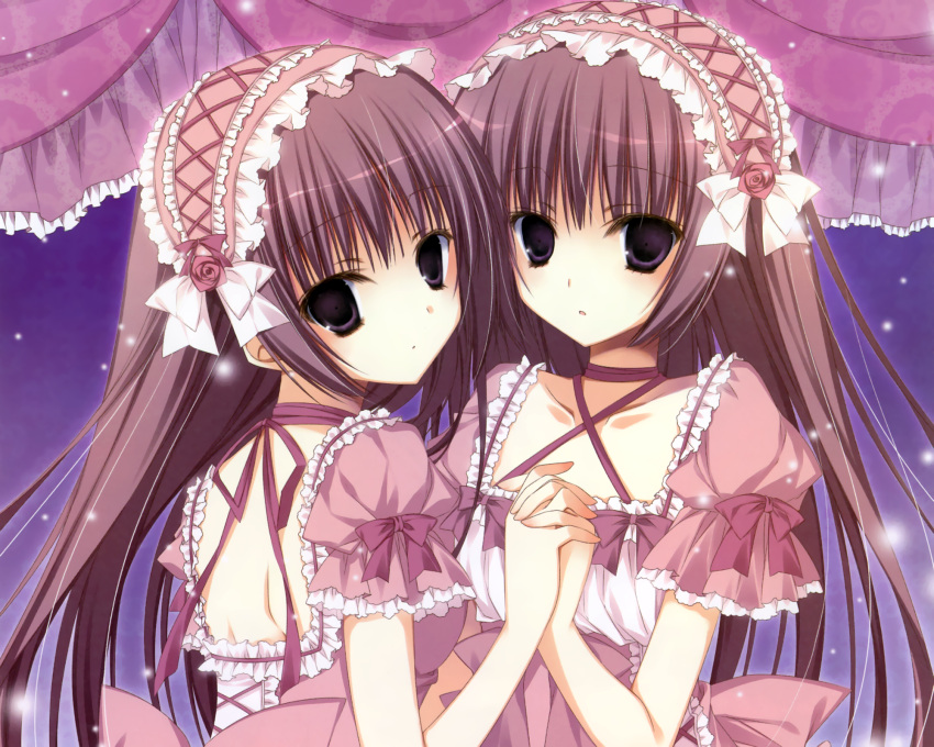 2girls, dengeki_moeoh, inugami_kira, lolita_fashion, long_hair, original