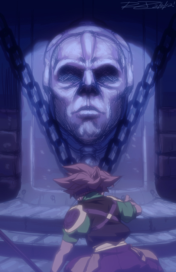 ark_(terranigma), boy, chain, chains, child, no_eyes, red_hair, redhead