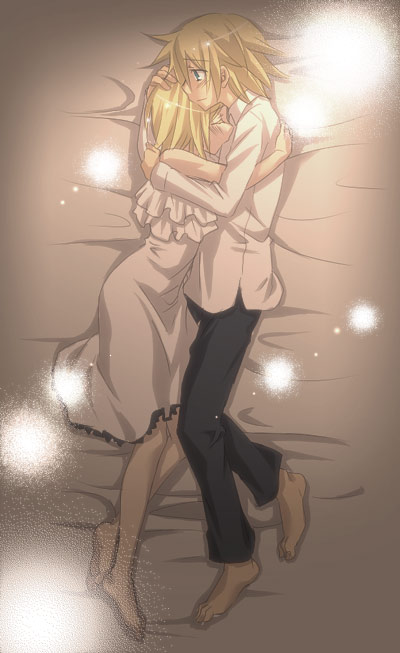 1girl, aqua_eyes, blonde_hair, blue_eyes, incest, kagamine_len, kagamine_rin, love