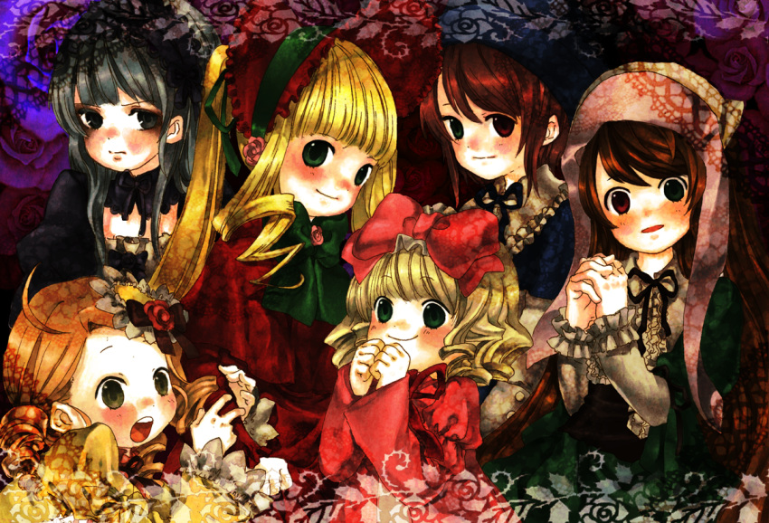 blonde_hair, blush, bonnet, bow, brown_hair, doku_imouto_ko, dress, drill_hair