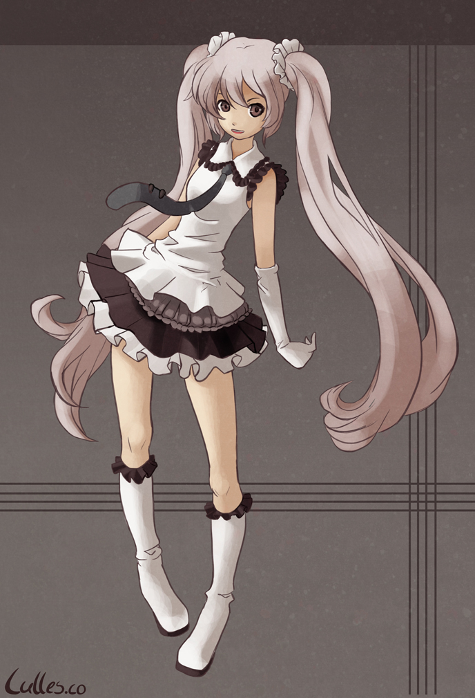 alternate_color, bad_id, boots, brown_eyes, brown_hair, elbow_gloves, gloves, hatsune_miku
