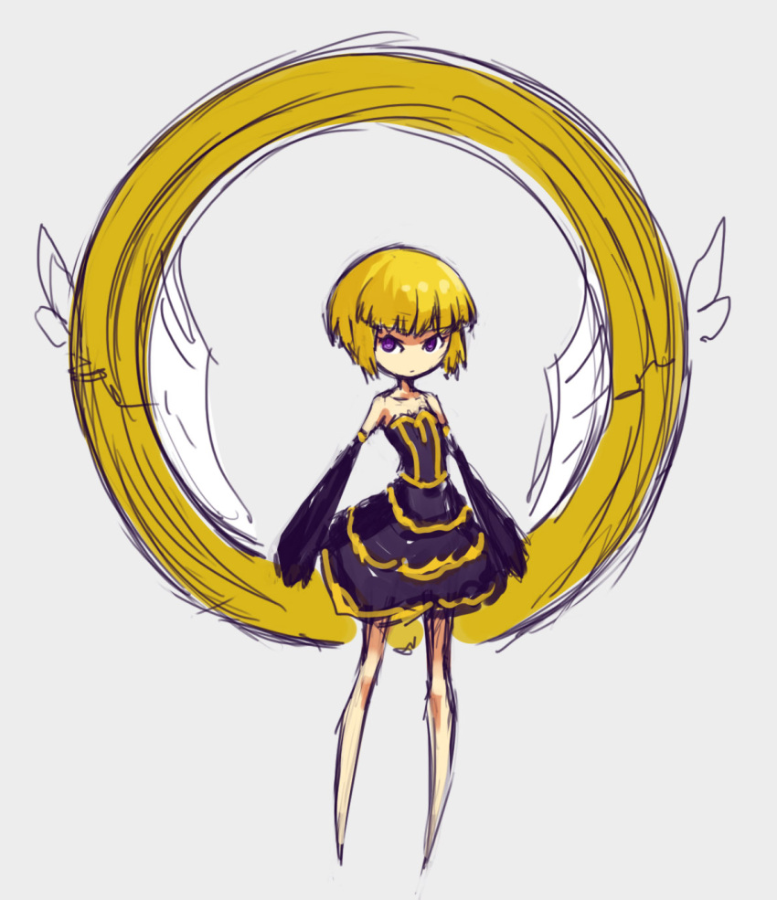 bare_shoulders, bob_cut, detached_sleeves, dress, eirene_(oniro), flat_chest, highres, magical_girl