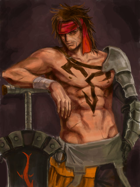 arisue_kanako, bandage, bandages, brown_hair, facial_hair, final_fantasy, final_fantasy_x, headband