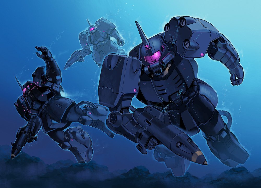 gundam_zz, mecha, mobile_suit, neo_zeon, no_humans, underwater, unkotarou, zaku