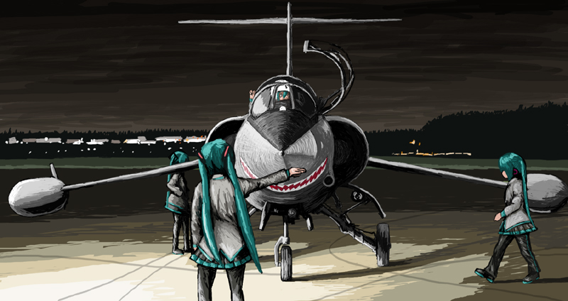 airplane, f-104, hatsune_miku, military, rxjx, vocaloid