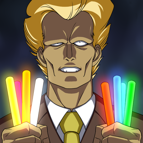blonde_hair, cosplay, glowstick, gundam, holding_glowstick, idolmaster, idolmaster_2, male