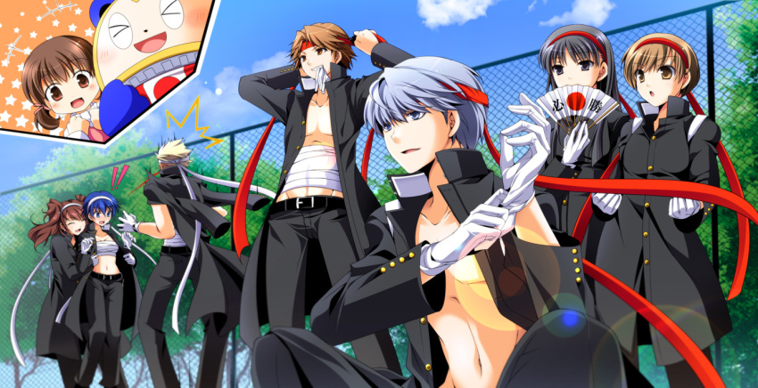 /\/\/\, _eyes, amagi_yukiko, black_hair, blonde_hair, blood, blue_eyes, blue_hair
