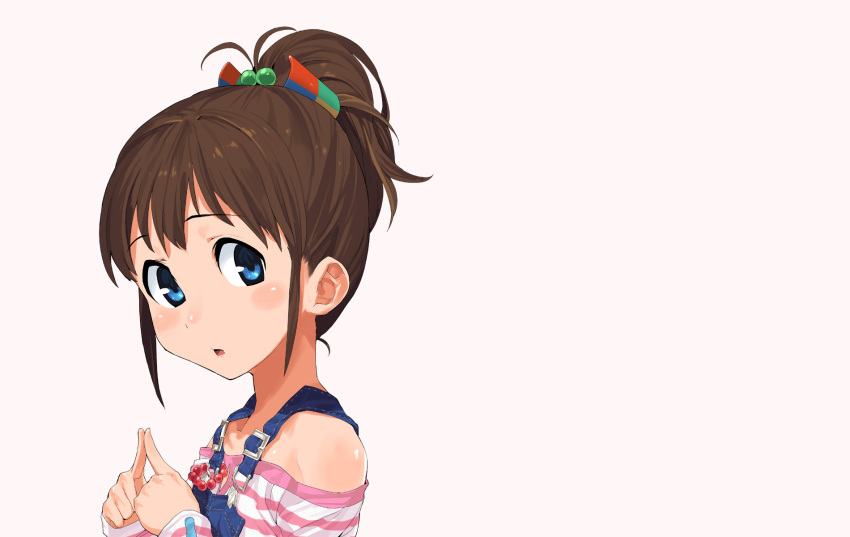 bare_shoulders, blue_eyes, blush, hair_bobbles, hair_ornament, highres, microsoft_bing, nana_(bing)