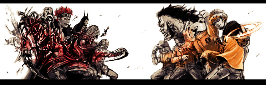 bad_id, bear, beard, bepo, black_hair, breathing_fire, eustass_captain_kid, fighting
