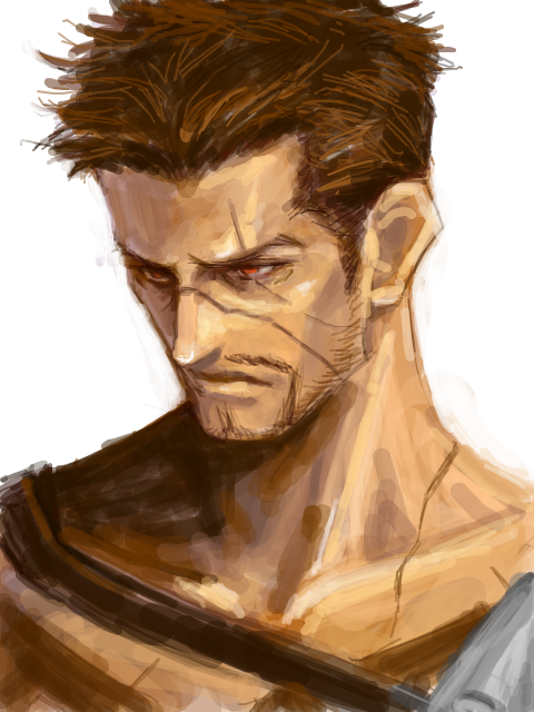 alternate_hairstyle, arisue_kanako, brown_hair, facial_hair, final_fantasy, final_fantasy_x, jecht, looking_away