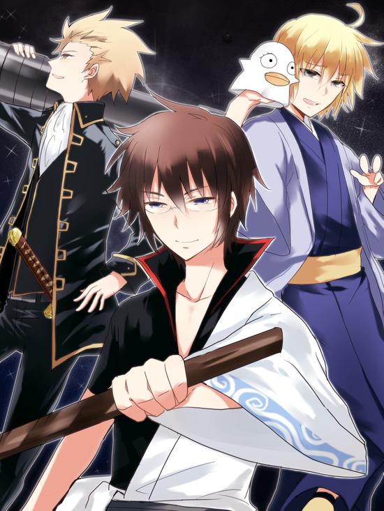 bad_id, blonde_hair, brown_hair, cosplay, danshi_koukousei_no_nichijou, elizabeth_(gintama), gintama, glasses