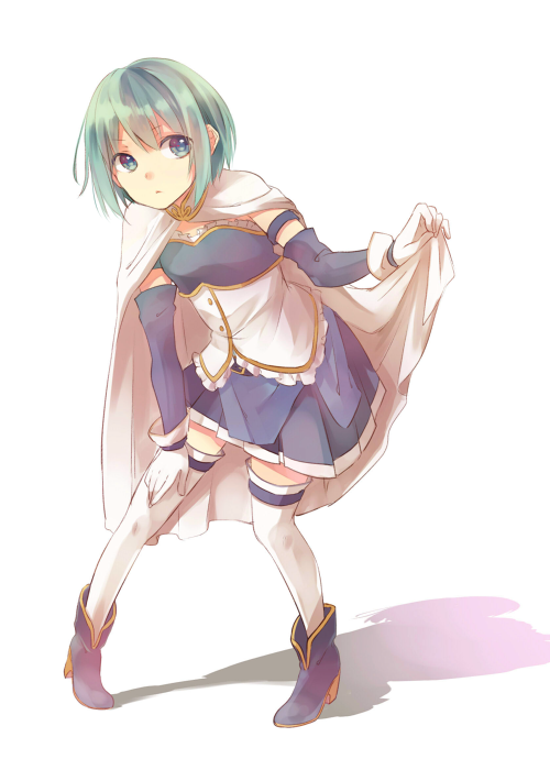 blue_eyes, cape, green_hair, kamogawa_akira, magical_girl, mahou_shoujo_madoka_magica, miki_sayaka, shadow
