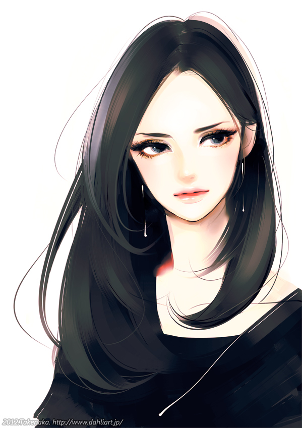 blue_eyes, brown_hair, earrings, eyelashes, face, jewelry, lips, long_hair