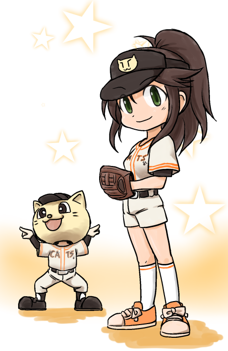 baseball_glove, baseball_uniform, brown_hair, chibi, green_eyes, himekawa_yuki, idolmaster, idolmaster_cinderella_girls