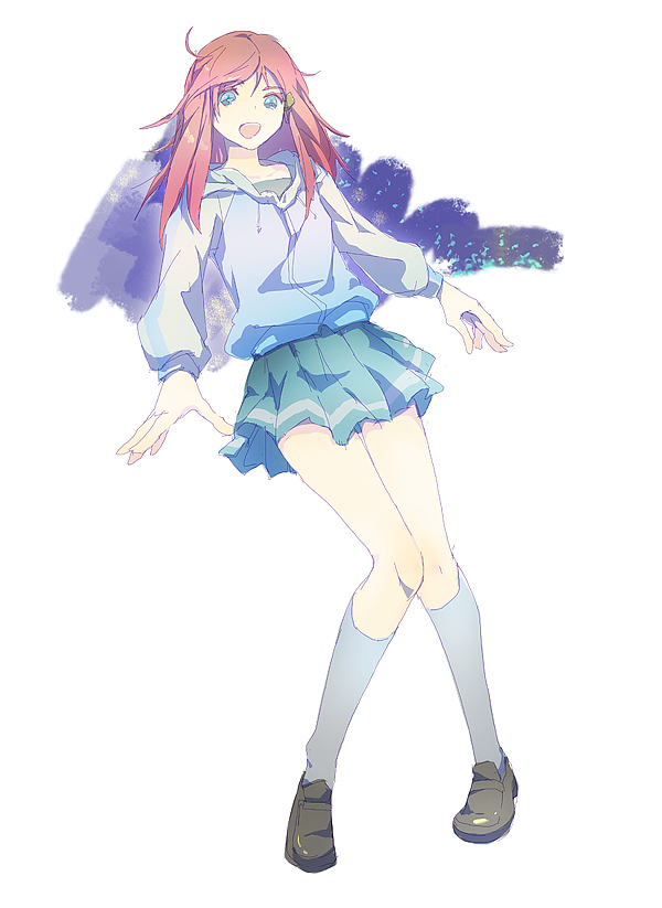 :d, artist_request, blue_eyes, brown_hair, hair_ornament, hairclip, hoodie, ichimura_(kiln)